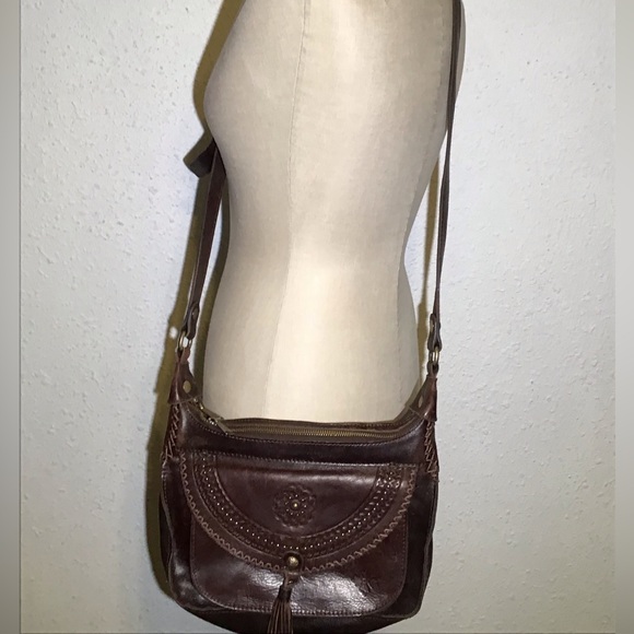 Patricia Nash Brown leather crossbody bag